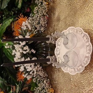 Pair Crystal Glass Candle Holders